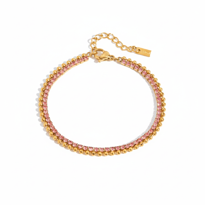 Gold Butterfly Crystal Bracelet for Women | Pink Stone Gold Plated Jewellery