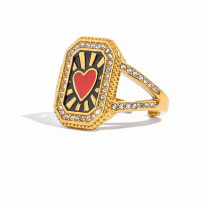 18K Gold Plated Enamel Signet Rings for Women – Waterproof & Tarnish-Free Jewellery & Jewelry