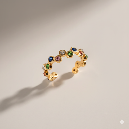 Vergulde eeuwigheidsbandring | Vergulde CZ-ringencollectie | Waterdichte kleurrijke, heldere en zwarte edelsteenringen