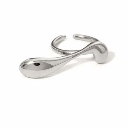 18K Gold Plated Liquid Teardrop Open Ring | Waterproof Molten Drop Sculptural Ring | Available in Gold & Silver