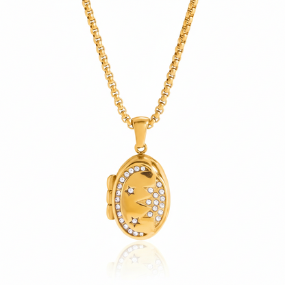 18K Gold-Plated Locket Necklace for Men & Women | Vintage-Style Photo Locket Pendant