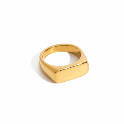 Minimalist Geometric Signet Ring – Modern Unisex Statement Band (Gold & Silver Options)