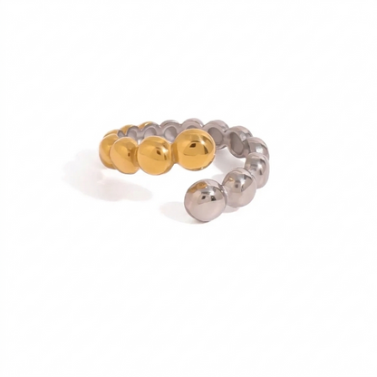 18K Vergulde Bubble Kraal Open Ring | Verstelbare Waterdichte Ball Chain Ring | Verkrijgbaar in Goud & Zilver
