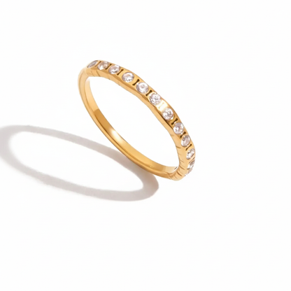 18K Gold Plated Crystal Ring Set – Waterproof, Tarnish-Free Minimalist Statement Jewellery