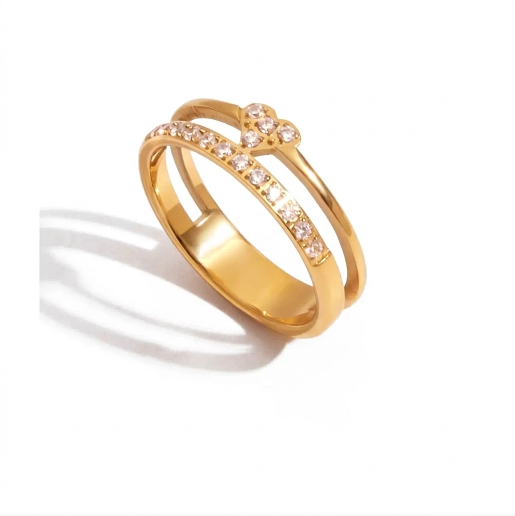 18K Gold Plated Crystal Ring Set of 6 | Waterproof Stackable Ring Stack | CZ Diamond Style Gold Ring Collection