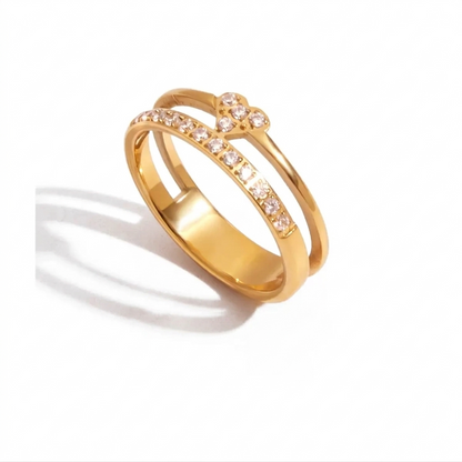 18K Gold Plated Crystal Ring Set of 6 | Waterproof Stackable Ring Stack | CZ Diamond Style Gold Ring Collection