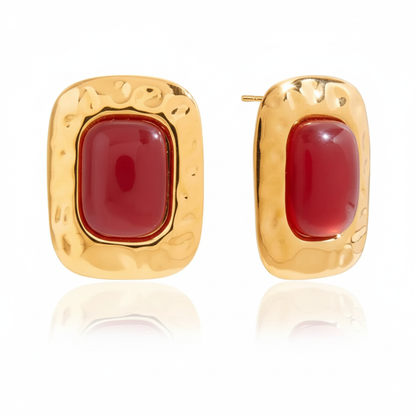 18K Gold Plated Resin Stone Earrings Set – Waterproof Tarnish-Free Modern Statement Jewelry for Women
