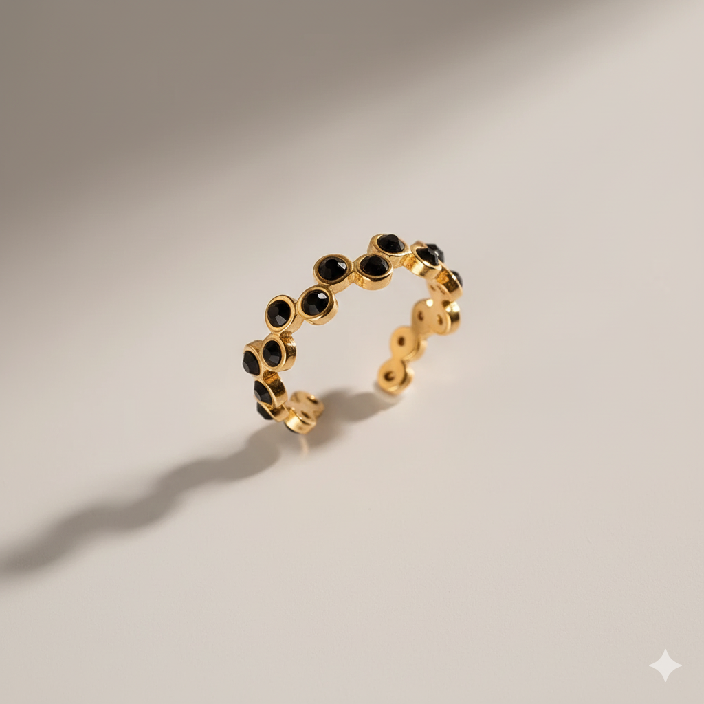 Vergulde eeuwigheidsbandring | Vergulde CZ-ringencollectie | Waterdichte kleurrijke, heldere en zwarte edelsteenringen