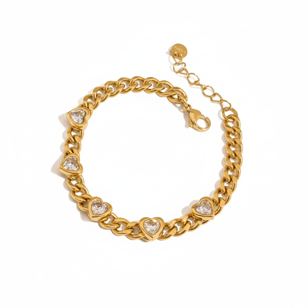 Gold Crystal Bracelet Stack for Women | Waterproof Gold Plated Statement Jewellery