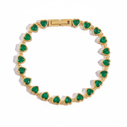 Gold Plated Emerald Green Bracelet Set for Women | Waterproof & Tarnish-Free Stackable Jewelry
