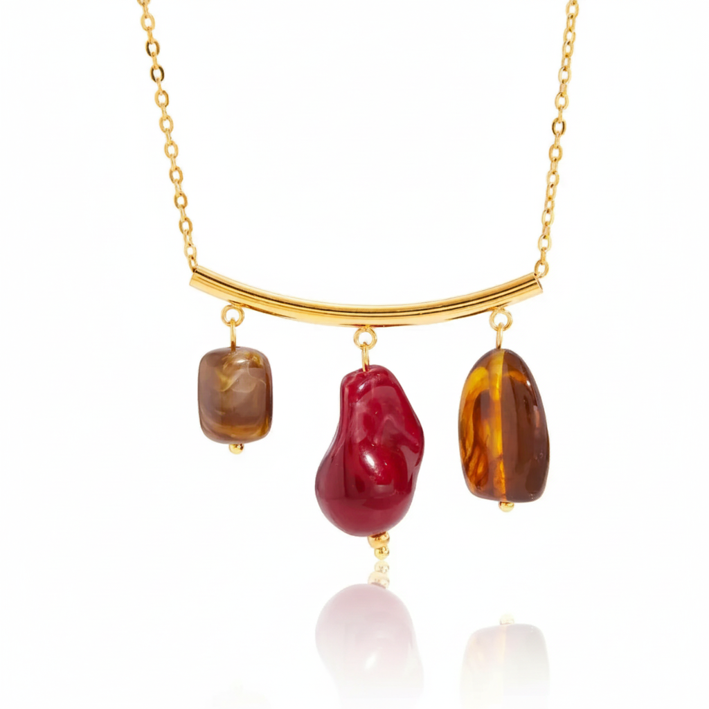 Vintage Agaat Hars Hanger 18K Vergulde Charm Ketting Collectie – Waterdichte, Vlekbestendige Statement Sieraden