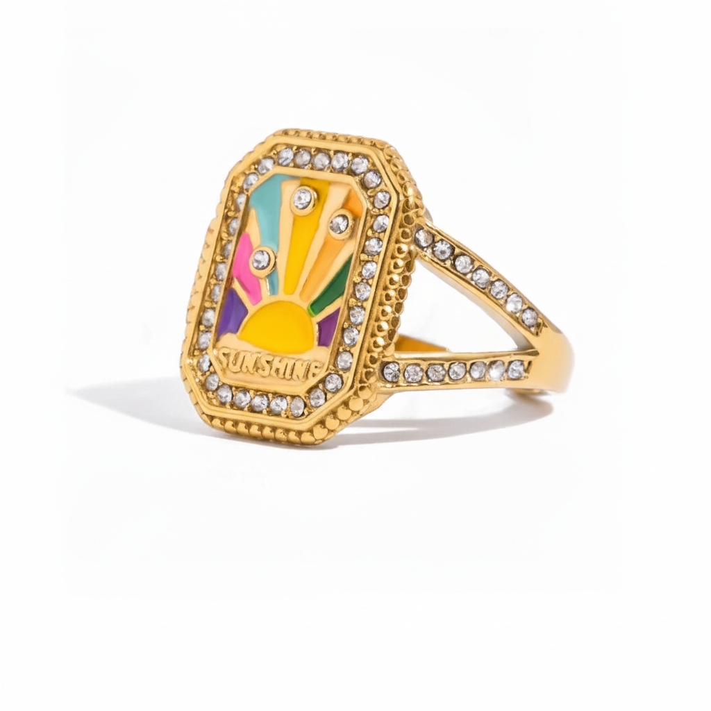 18K Gold Plated Enamel Signet Rings for Women – Waterproof & Tarnish-Free Jewellery & Jewelry