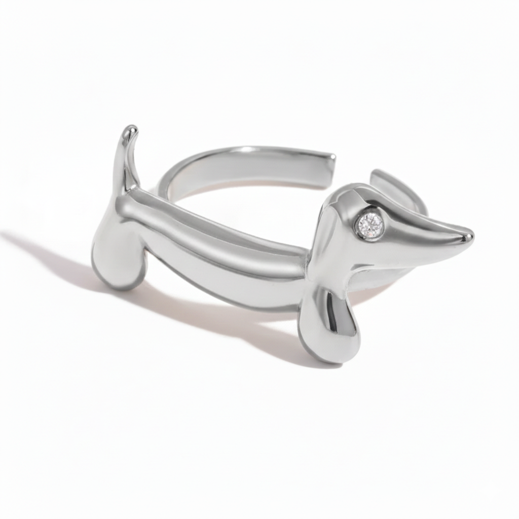 18K Gold-Plated Dog & Cat Adjustable Ring | Pet Lover Animal Open Ring for Men & Women