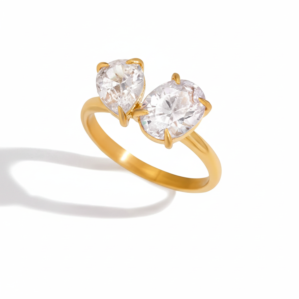 Luxe 18k Vergulde Zirkoon Ringen Collectie – Peer-, Ovaal-, Rond- & Smaragdgeslepen Stenen | Elegante Statement Ringen voor Dames