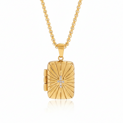 18K Gold-Plated Locket Necklace for Men & Women | Vintage-Style Photo Locket Pendant