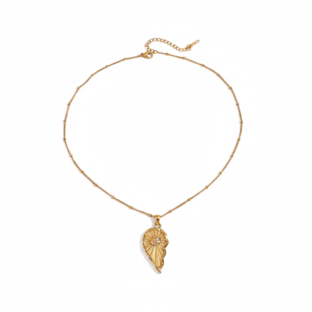 Zon en Maan Gespleten Hart Ketting Set | Bijpassende Hemelse Sieraden