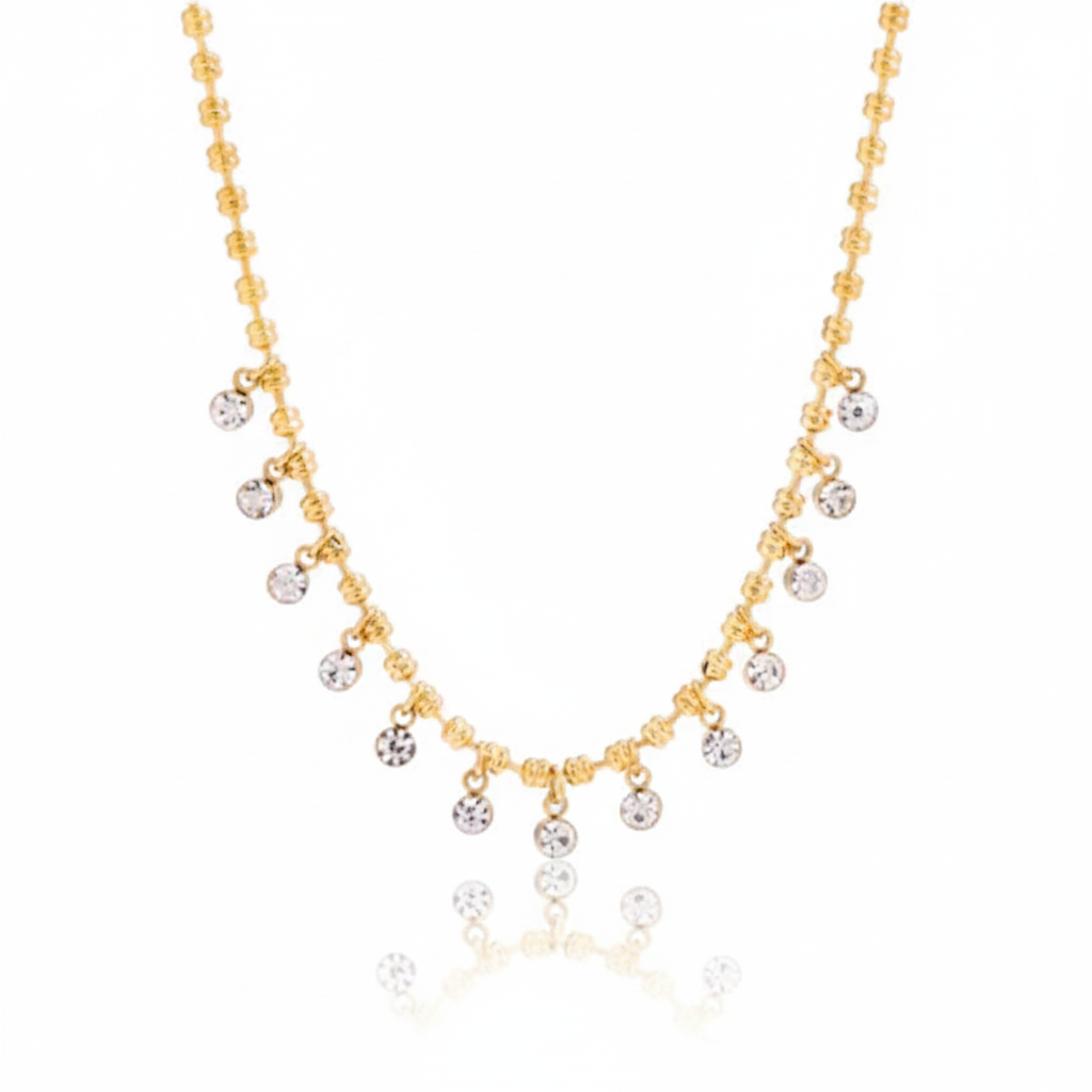 Gouden Verfijnde Choker Ketting | Kralenketting met Druppelhangers