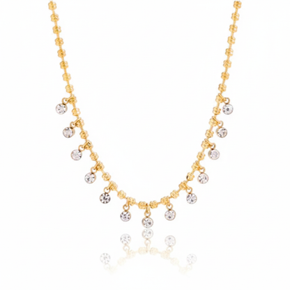 Gouden Verfijnde Choker Ketting | Kralenketting met Druppelhangers