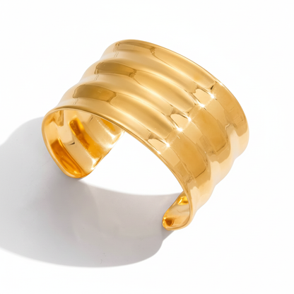 Gold Plated Statement Bangle Bracelet for Women | Waterproof & Tarnish-Free Modern Jewelry
