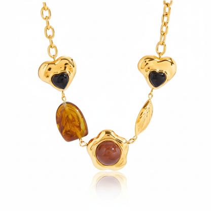 Vintage Agaat Hars Hanger 18K Vergulde Charm Ketting Collectie – Waterdichte, Vlekbestendige Statement Sieraden