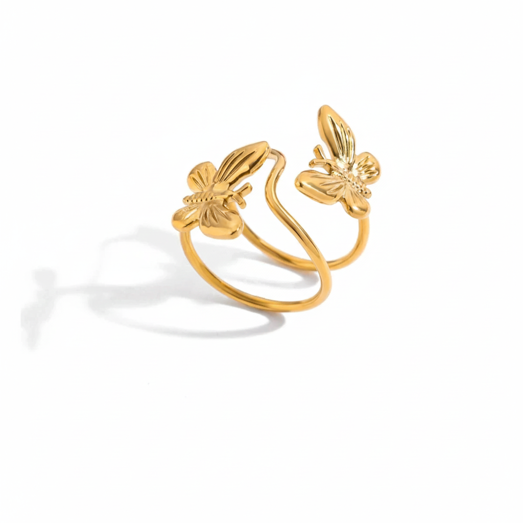 18K Vergulde Bloemen & Vlinder Ringen Collectie – Waterdichte, Vlekvrije Statement Ringen