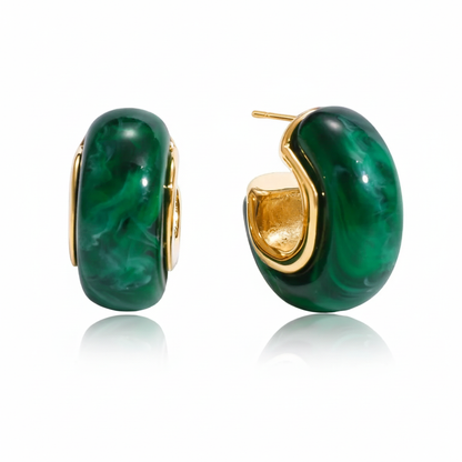 Vintage C Shape Resin Stud Earrings For Women 18K Gold Plated Stainless Steel Earrings Simple Fashion Jewelry Gift 2025