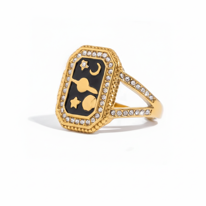 18K Gold Plated Enamel Signet Rings for Women – Waterproof & Tarnish-Free Jewellery & Jewelry