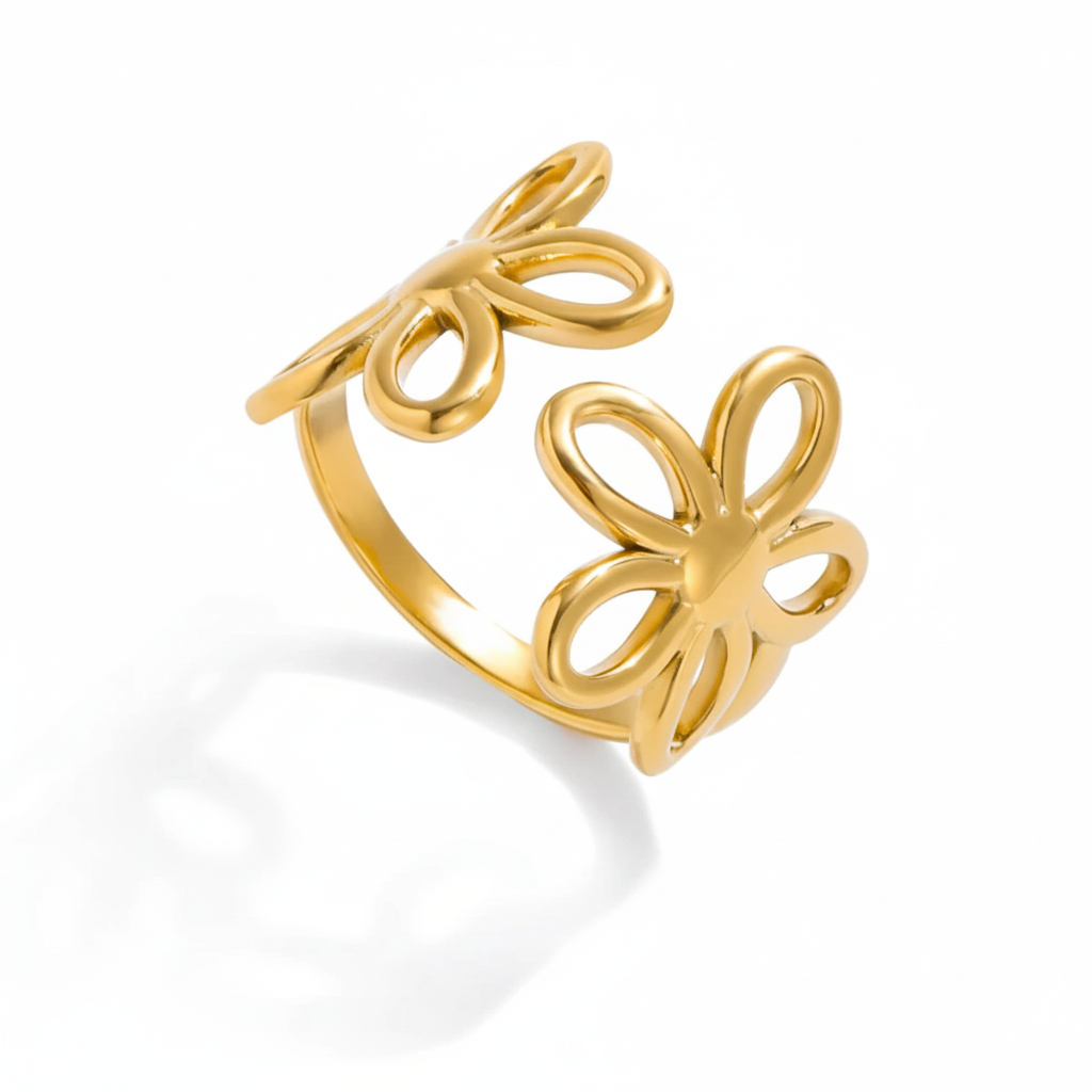 18K Vergulde Bloemen & Vlinder Ringen Collectie – Waterdichte, Vlekvrije Statement Ringen