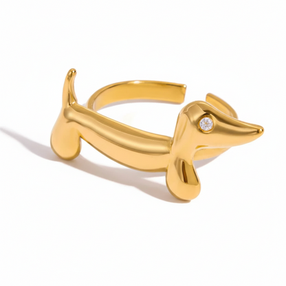 18K Gold-Plated Dog & Cat Adjustable Ring | Pet Lover Animal Open Ring for Men & Women