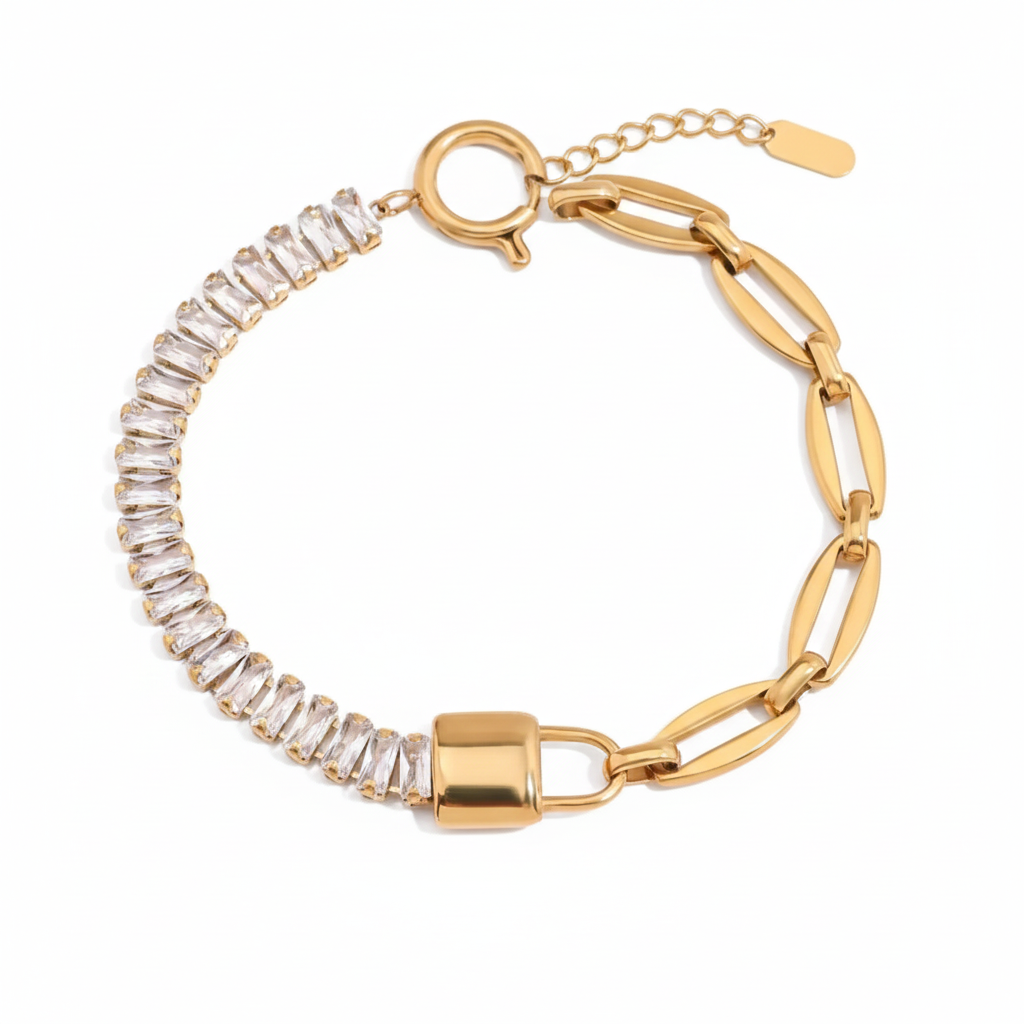 Gold Crystal Bracelet Stack for Women | Waterproof Gold Plated Statement Jewellery