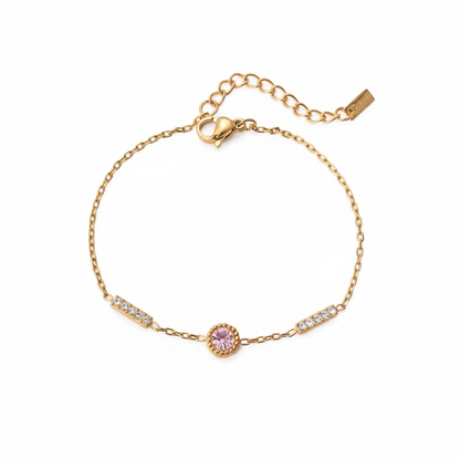 Gold Butterfly Crystal Bracelet for Women | Pink Stone Gold Plated Jewellery