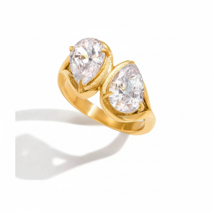 Luxe 18k Vergulde Zirkoon Ringen Collectie – Peer-, Ovaal-, Rond- & Smaragdgeslepen Stenen | Elegante Statement Ringen voor Dames
