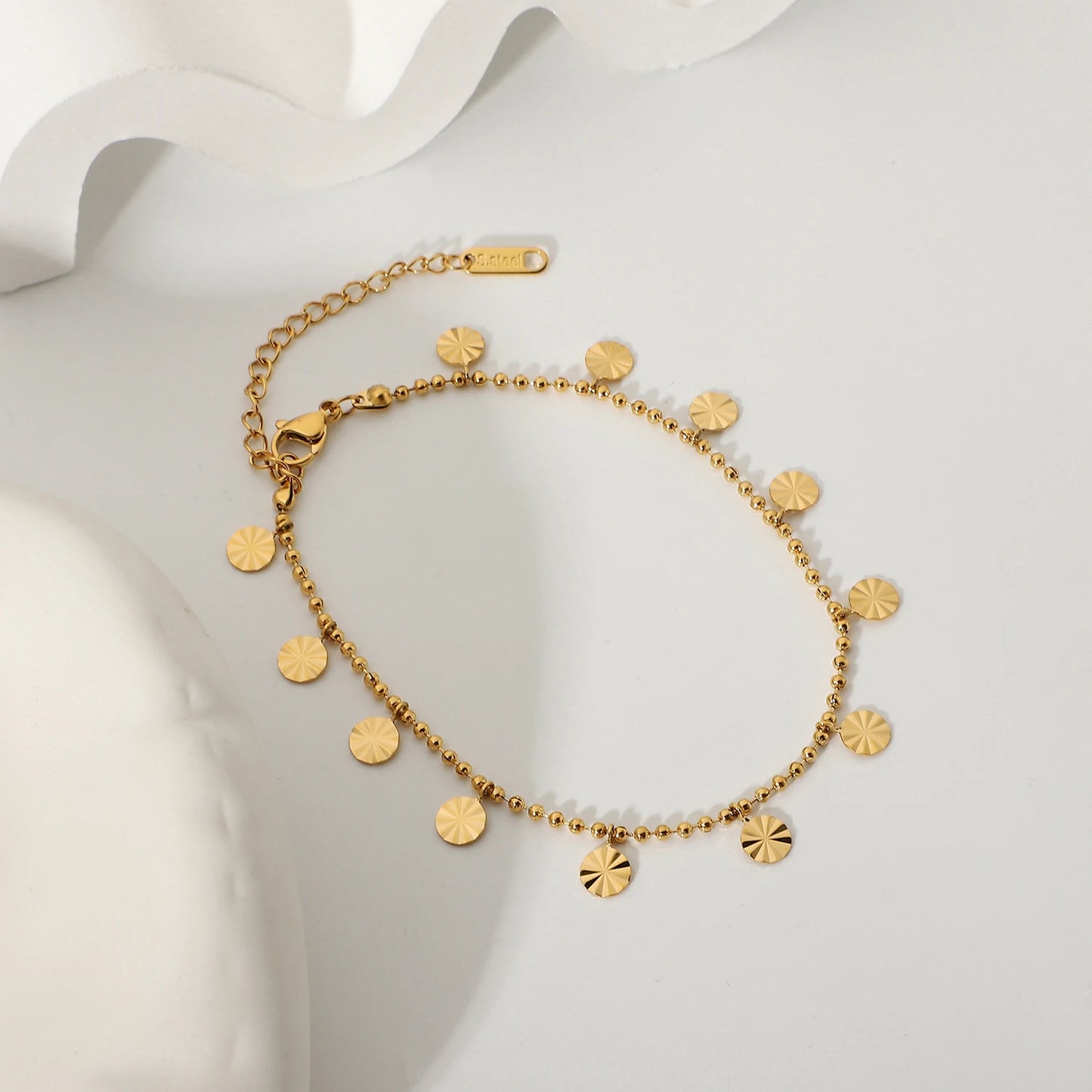 Gold Coin Disc Anklet for Women | 18K Gold Plated Waterproof Tarnish-Free Jewellery