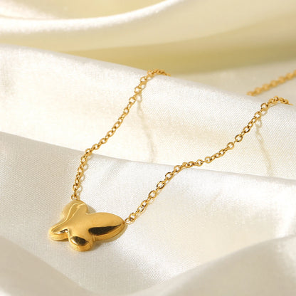 Vergulde Parelmoer Vlinder Ketting | Fijn Roestvrijstalen Waterdichte Hanger Sieraden