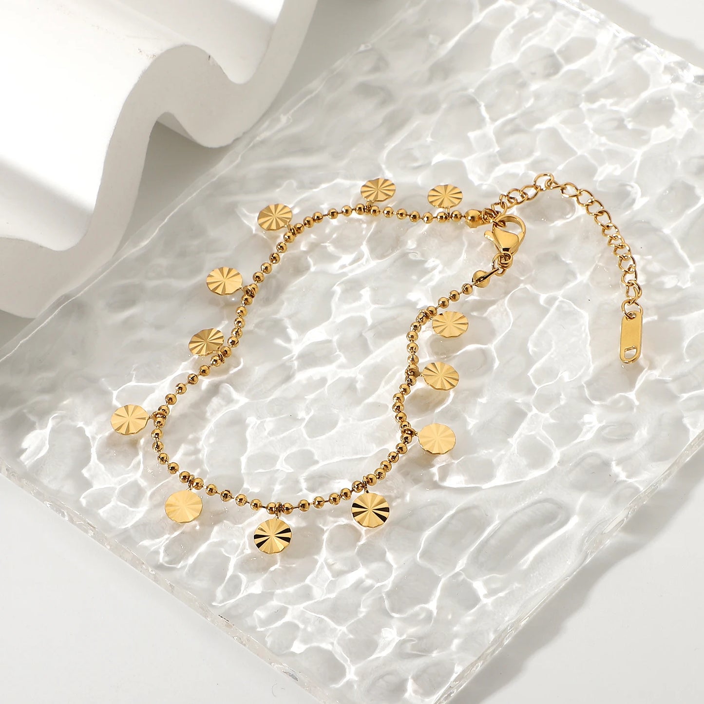 Gold Coin Disc Anklet for Women | 18K Gold Plated Waterproof Tarnish-Free Jewellery
