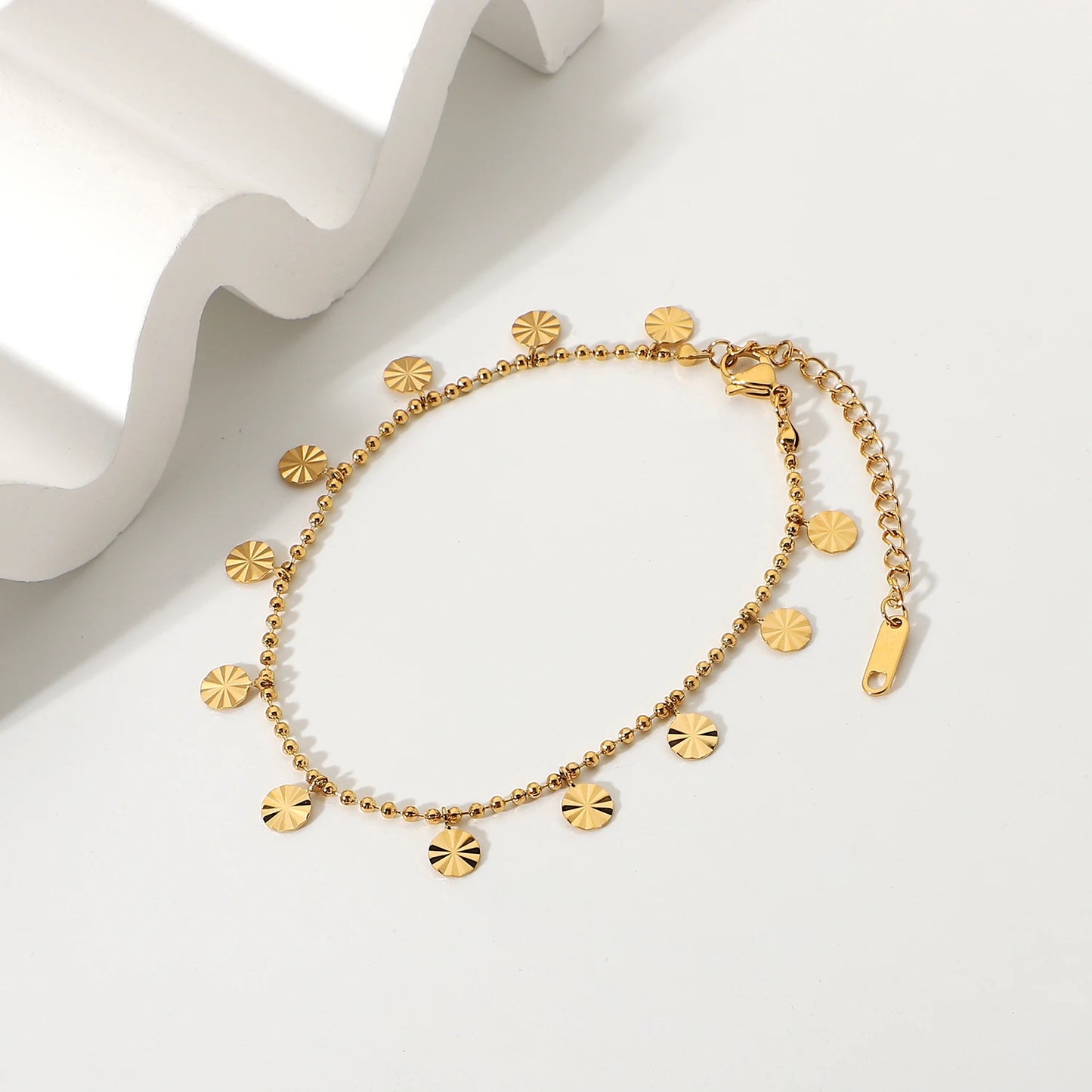 Gold Coin Disc Anklet for Women | 18K Gold Plated Waterproof Tarnish-Free Jewellery