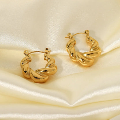 Gedraaide Chunky Hoop Oorbellen voor Dames – Vergulde Waterdichte Roestvrijstalen Sieraden die niet verkleuren