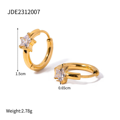 Gold Plated Huggie Hoop Earrings for Women – Waterproof Tarnish Free Stainless Steel Crystal Jewellery
