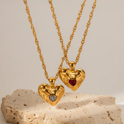 Gold Heart Necklace with Ruby Red Crystal | Dainty Pendant Jewelry for Women | Birthday, Anniversary & Valentine’s Gift