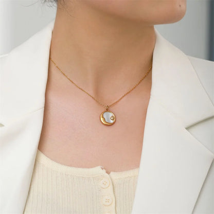 Gouden Parelmoer Zon Maan Ketting | Waterdichte Hemelse Sieraden