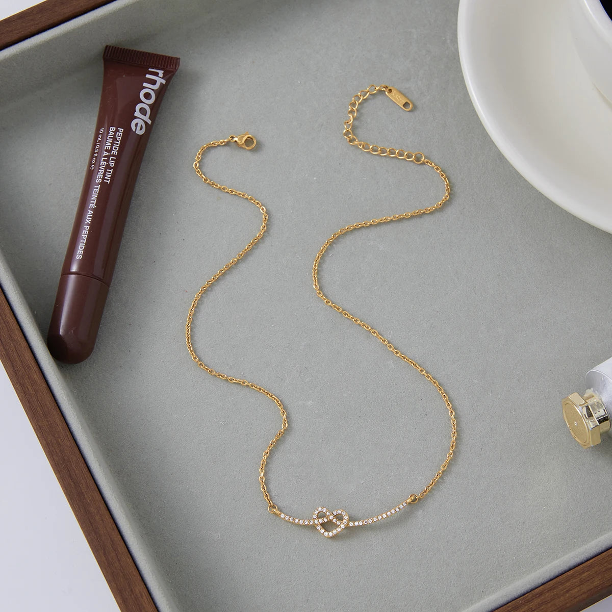 Dainty Gold Heart Cut Solitaire Necklace | Romantic Gift For Her