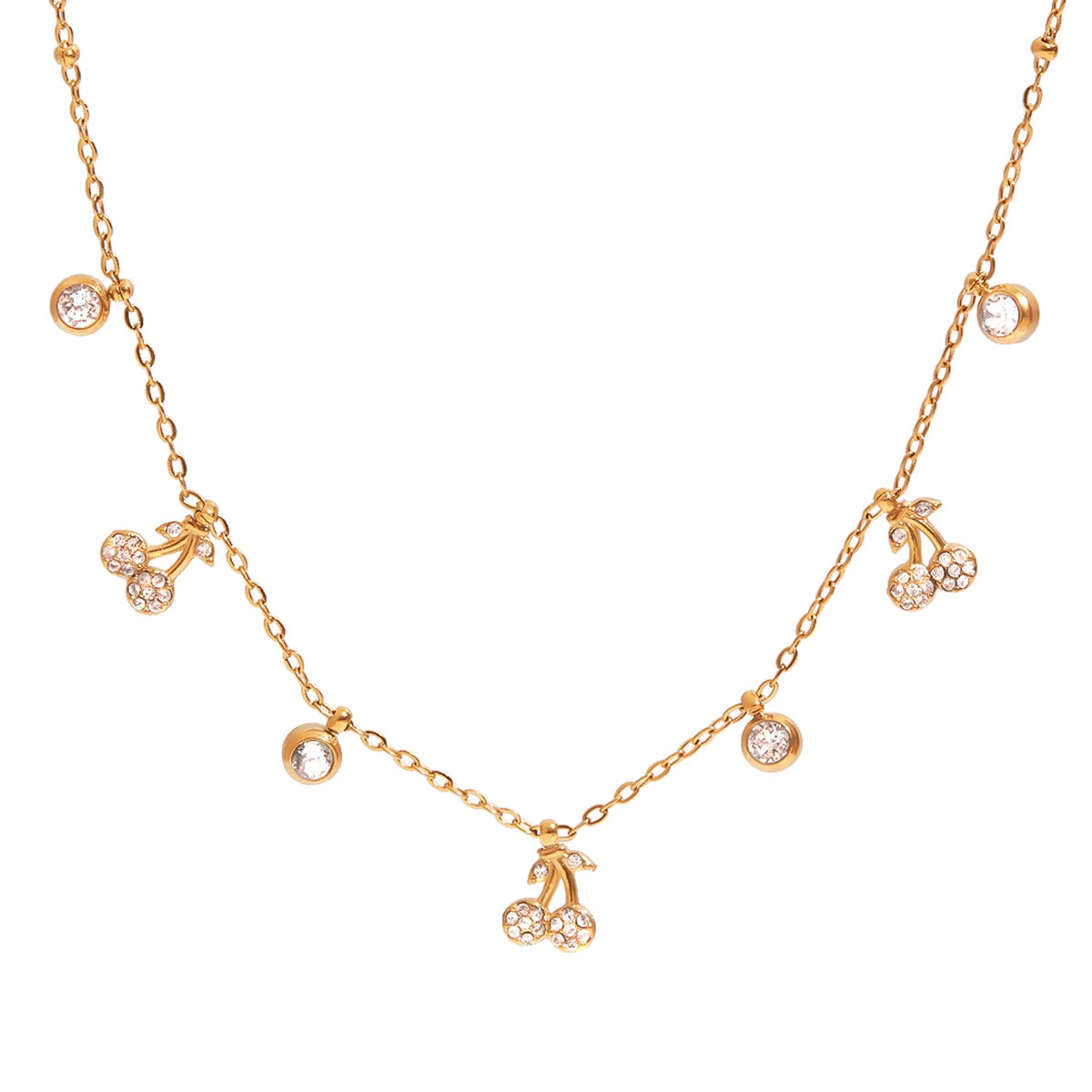 Witte Strass Kers Hanger Ketting Voor Cadeau 18K Verguld Roestvrij Staal Elegante Luxe Bedel Hanger Sieraden