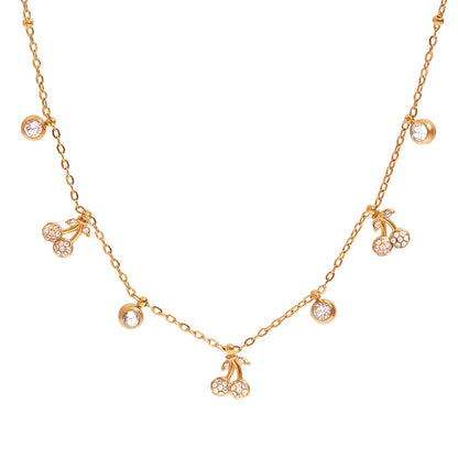 Witte Strass Kers Hanger Ketting Voor Cadeau 18K Verguld Roestvrij Staal Elegante Luxe Bedel Hanger Sieraden