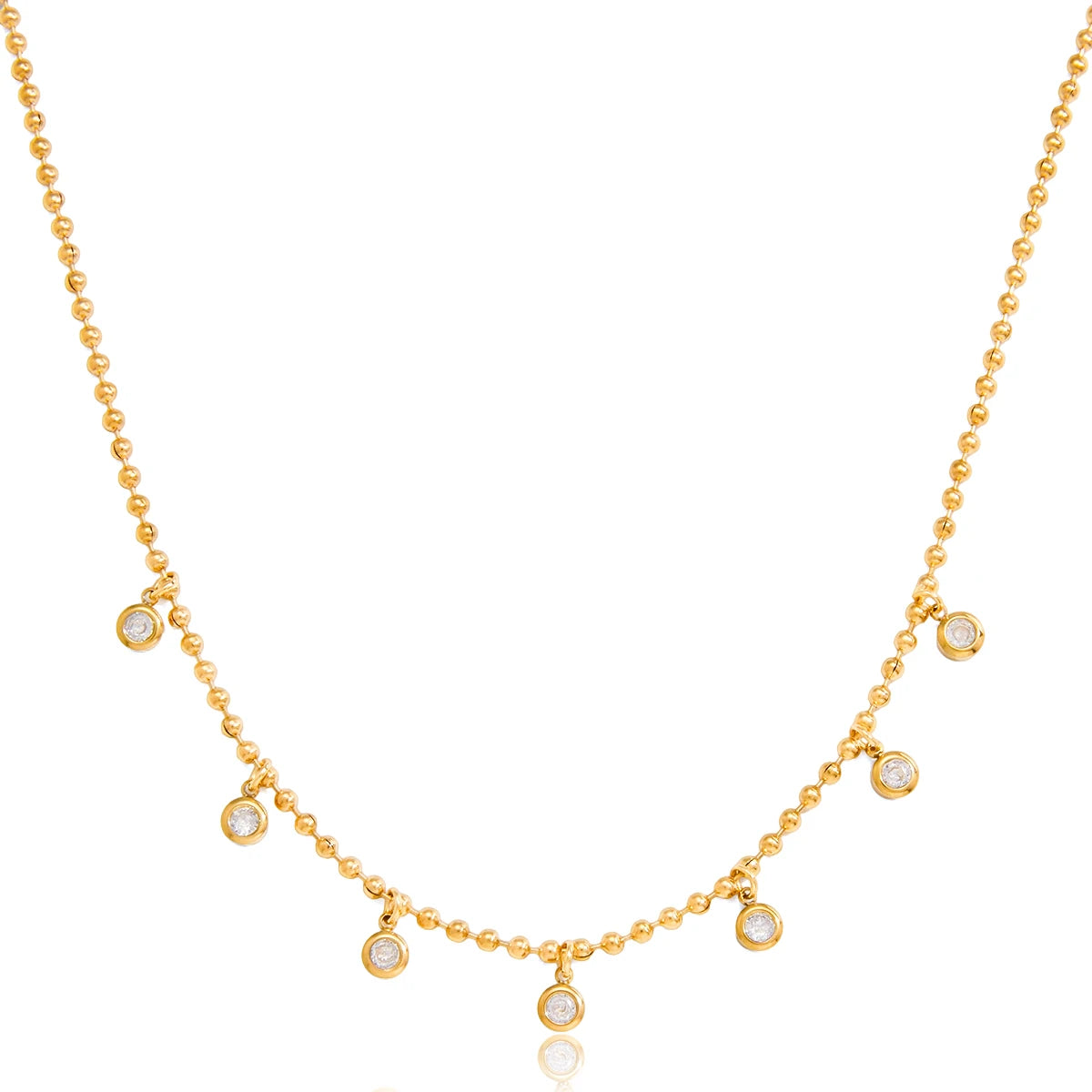 Gouden Verfijnde Choker Ketting | Kralenketting met Druppelhangers