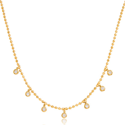 Gouden Verfijnde Choker Ketting | Kralenketting met Druppelhangers