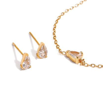 Premium 18K Gold Plated Birthstone Zirconia Earrings & Bracelet Set for Women – Waterproof & Tarnish-Free Jewellery & Jewelry