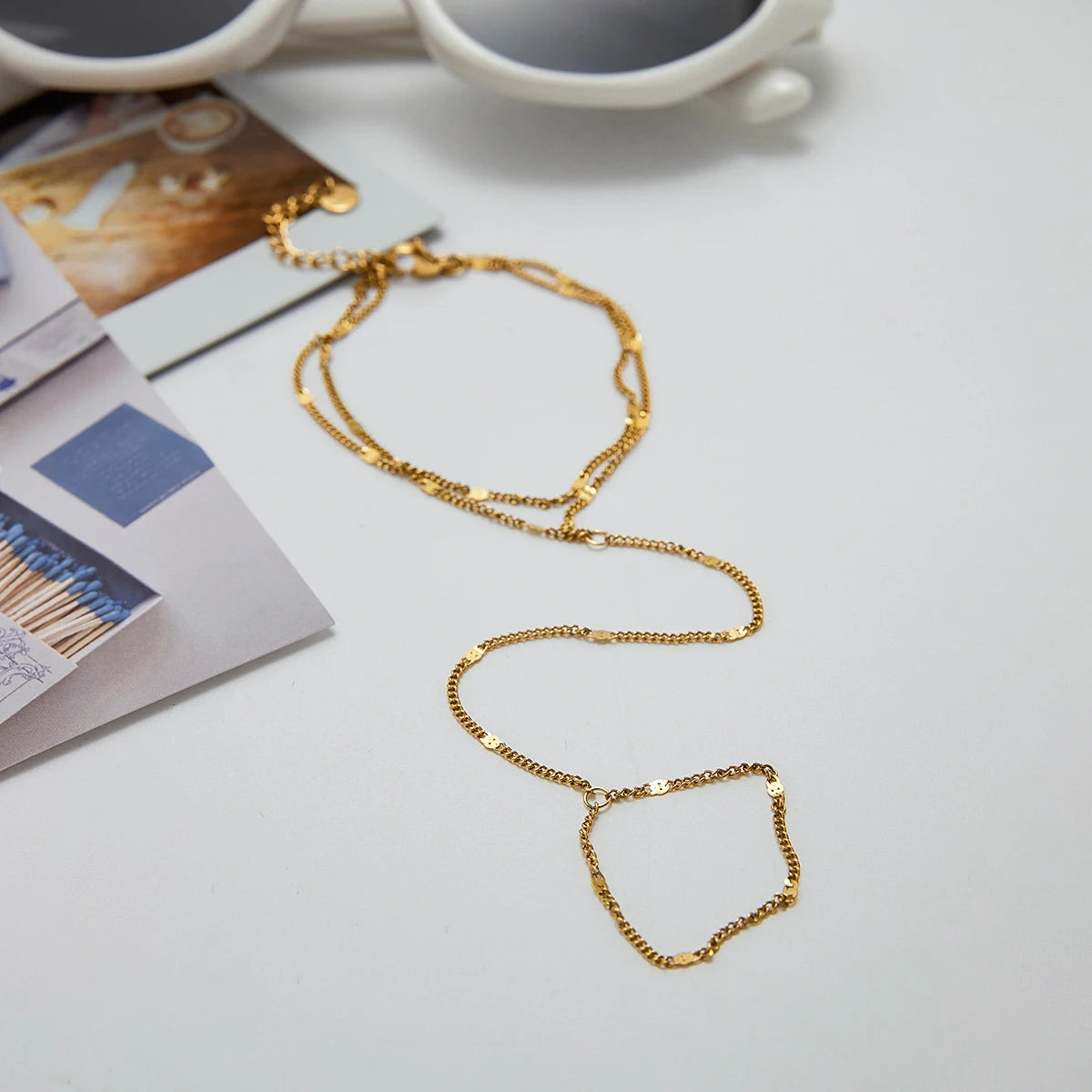18K Vergulde Handketting Armband – Waterdicht, Aanslagvrij, Minimalistisch Handharnas Sieraad voor Dames