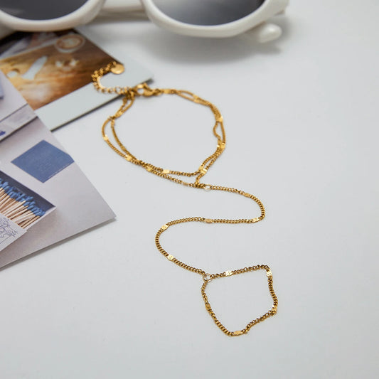 18K Vergulde Handketting Armband – Waterdicht, Aanslagvrij, Minimalistisch Handharnas Sieraad voor Dames