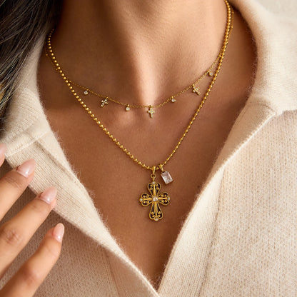 18K Vergulde Vintage Kruishanger Ketting – Waterdicht, Aanslagvrije Geloofssieraden
