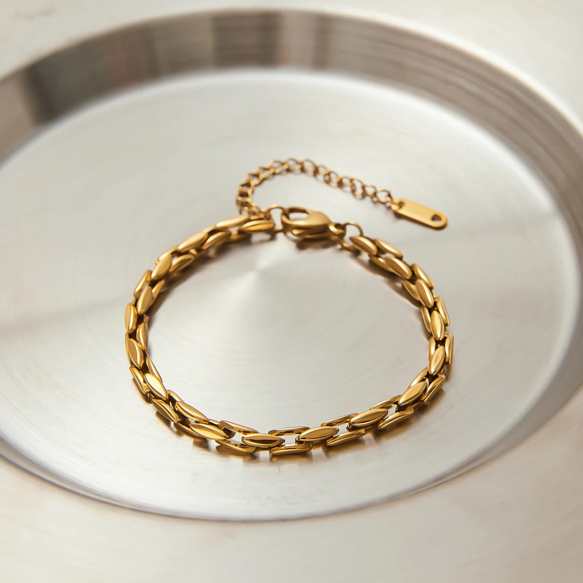 Premium 18K Verguld Flat Link Chain Armband voor Dames – Waterdicht & Verkleurt niet Luxe Sieraden
